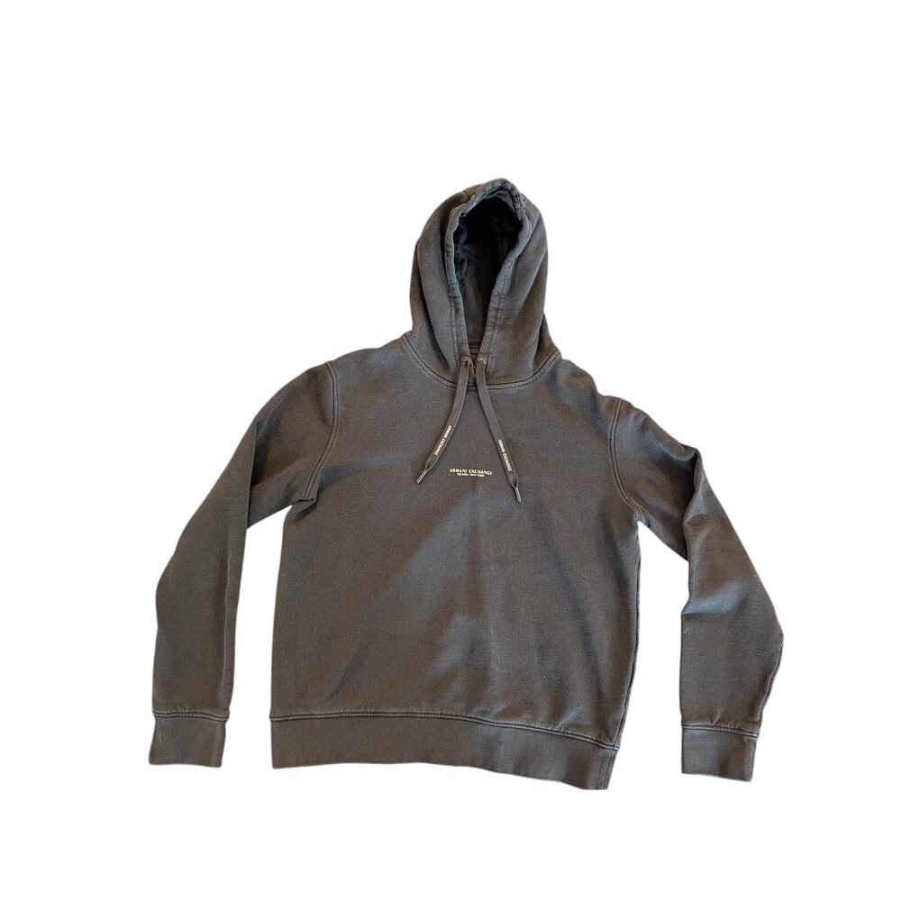 Armani Exchange A|X Hoodie Black Logo Pullover Sweatshirt Men's Medium Designer